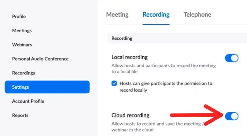 activate zoom meeting recording