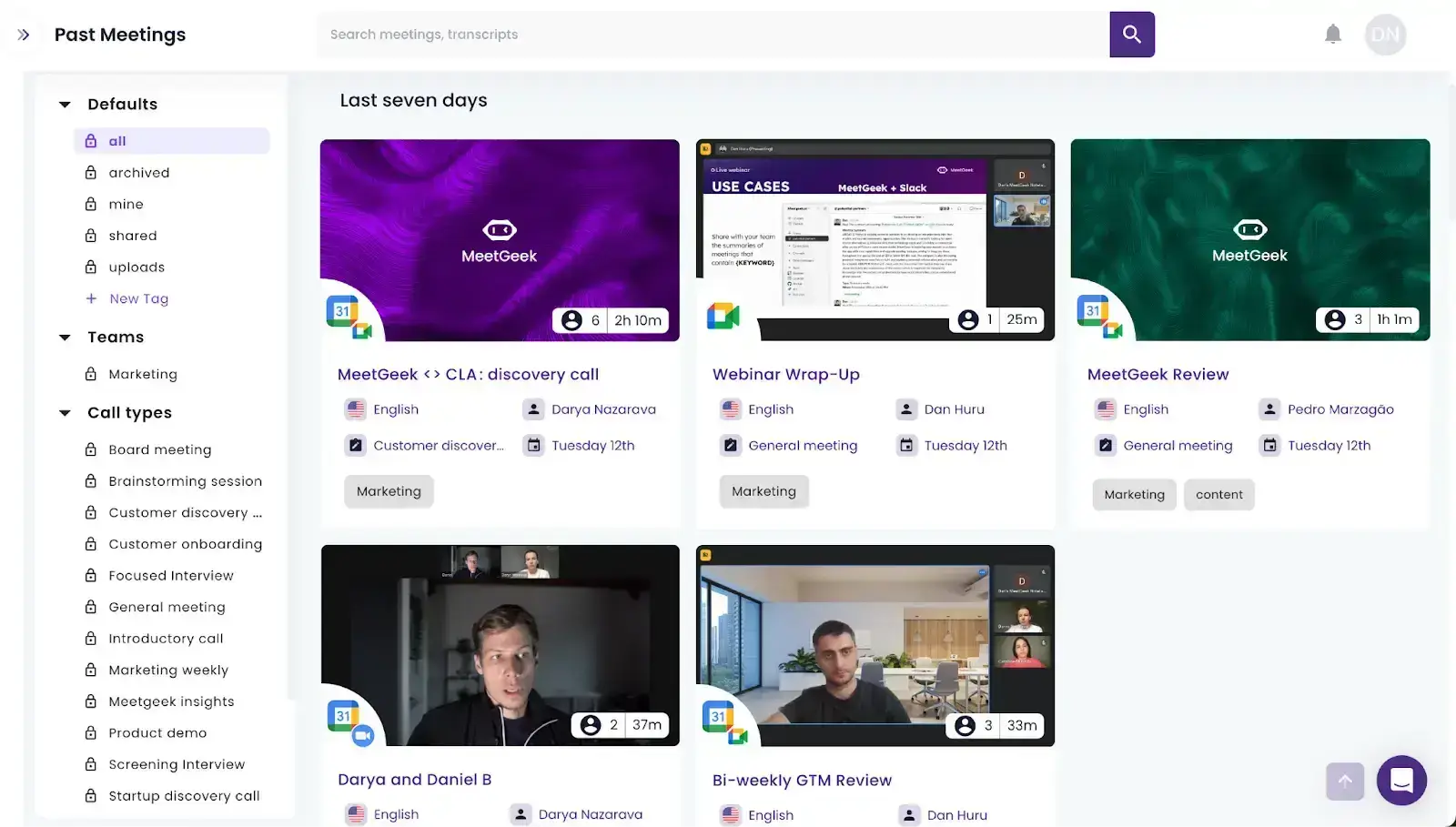 MeetGeek's Past Meeting Library