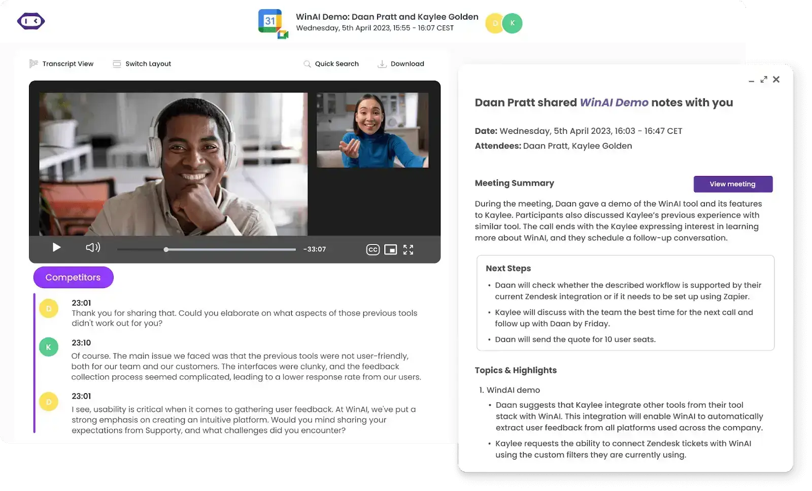 MeetGeek Assistant Working in Google Meet Sessions