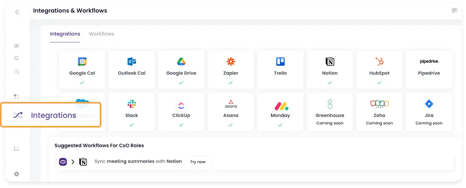 MeetGeek integrations list