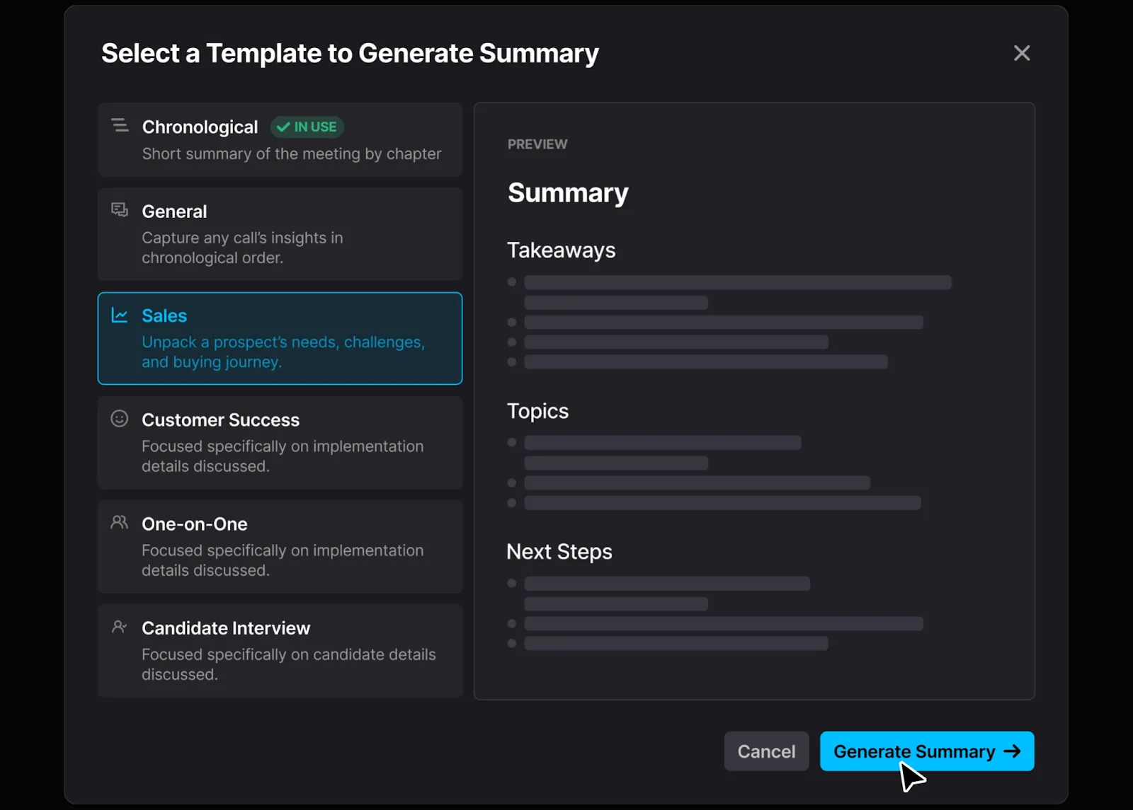 Generate summary with Fathom