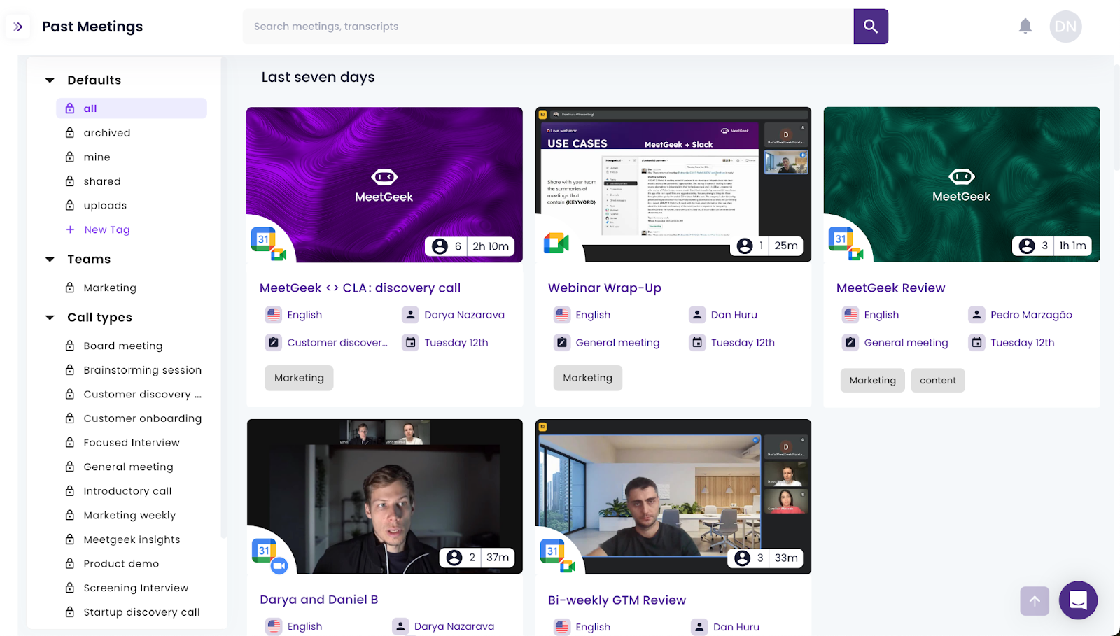MeetGeek meeting repository