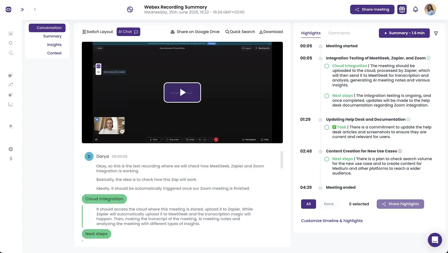 how to record webex with meetgeek