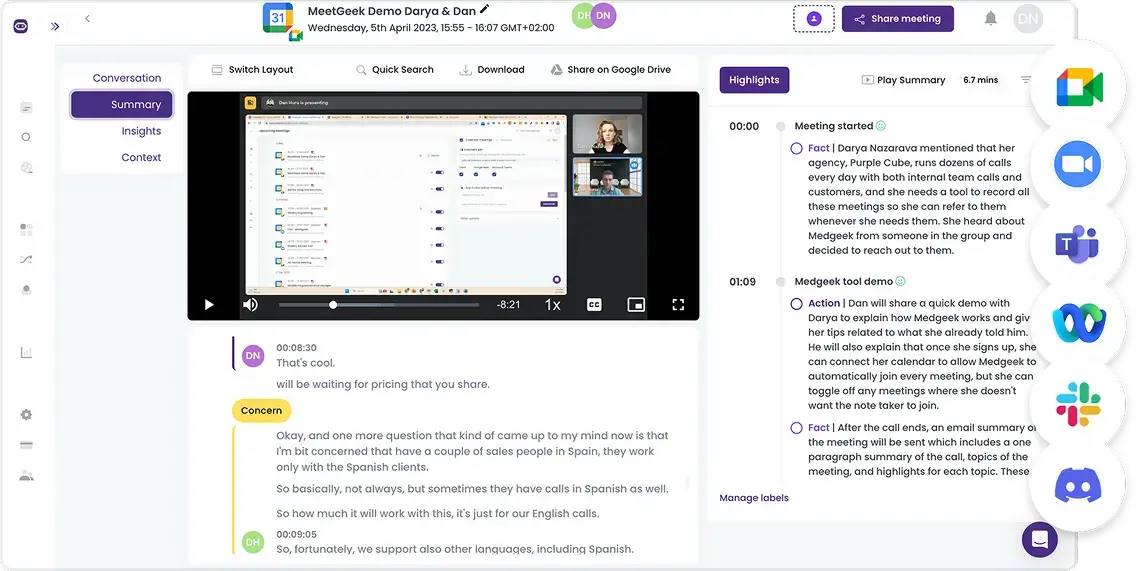 video conference meeting recording and transcription
