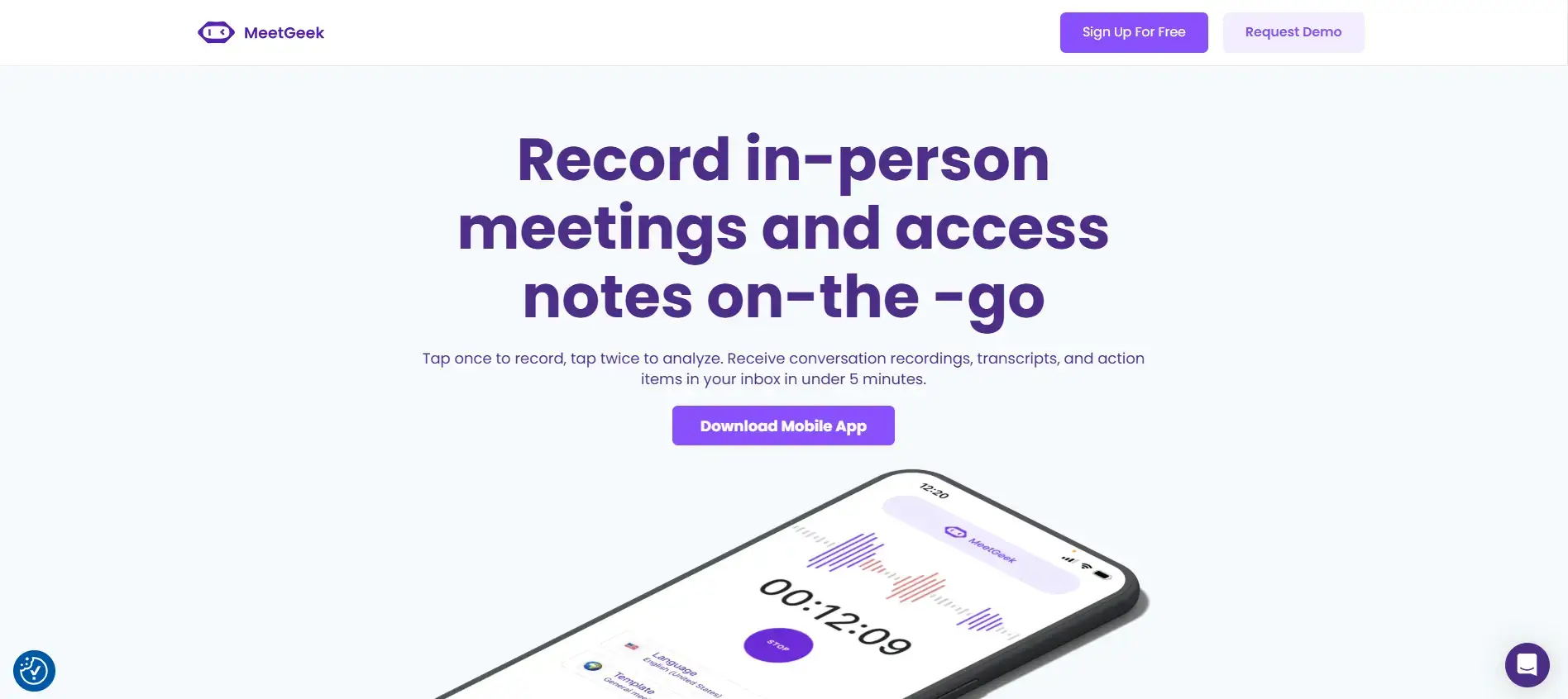 MeetGeek has a mobile version for in-person meetings